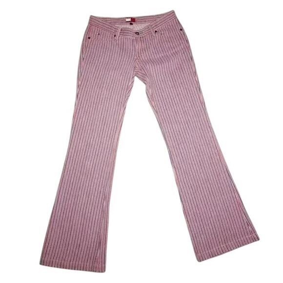 Vintage Tommy Jeans Red White Blue Striped Flare Pants Size 3 Y2K 90s Retro USA - Picture 8 of 16